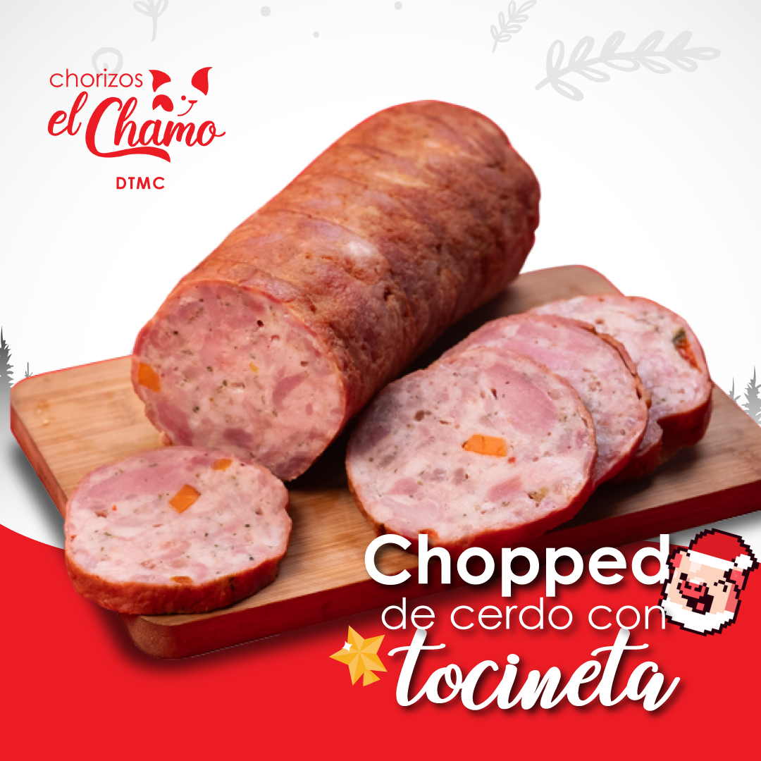 Chopped de cerdo envuelto en tocineta Chorizos El Chamo
